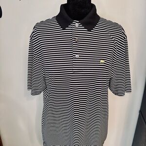 Jack Nicklaus  Black and White Striped Polo Shirt